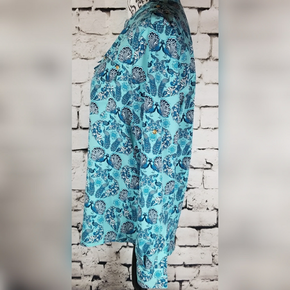 Charter Club Peacock Pattern Button Down - Picture 2 of 3
